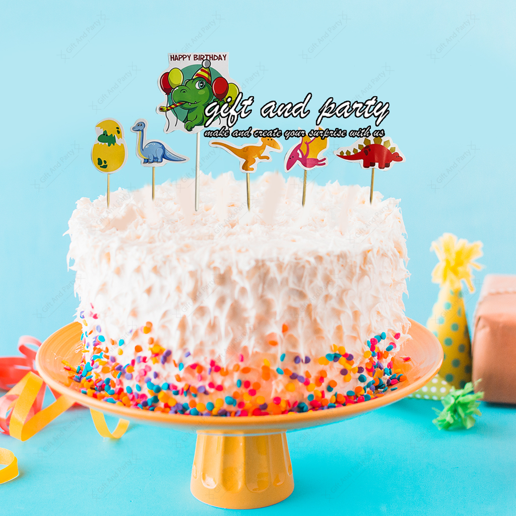 Cake Topper Ultah Tema Dinosaurus / Hiasan Cake Anak