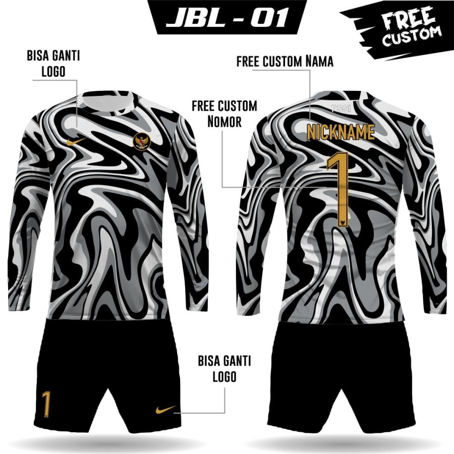 Setelan jersey kaos timnas baju kiper timnas Indonesia lengan panjang