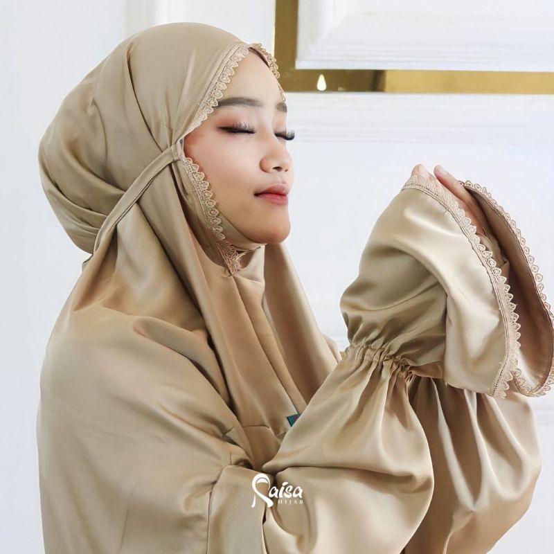 Mukena Terusan Silky Traveling Premium Mukena Terusan Menutup Dagu Syari Warna Putih Tas Cantik