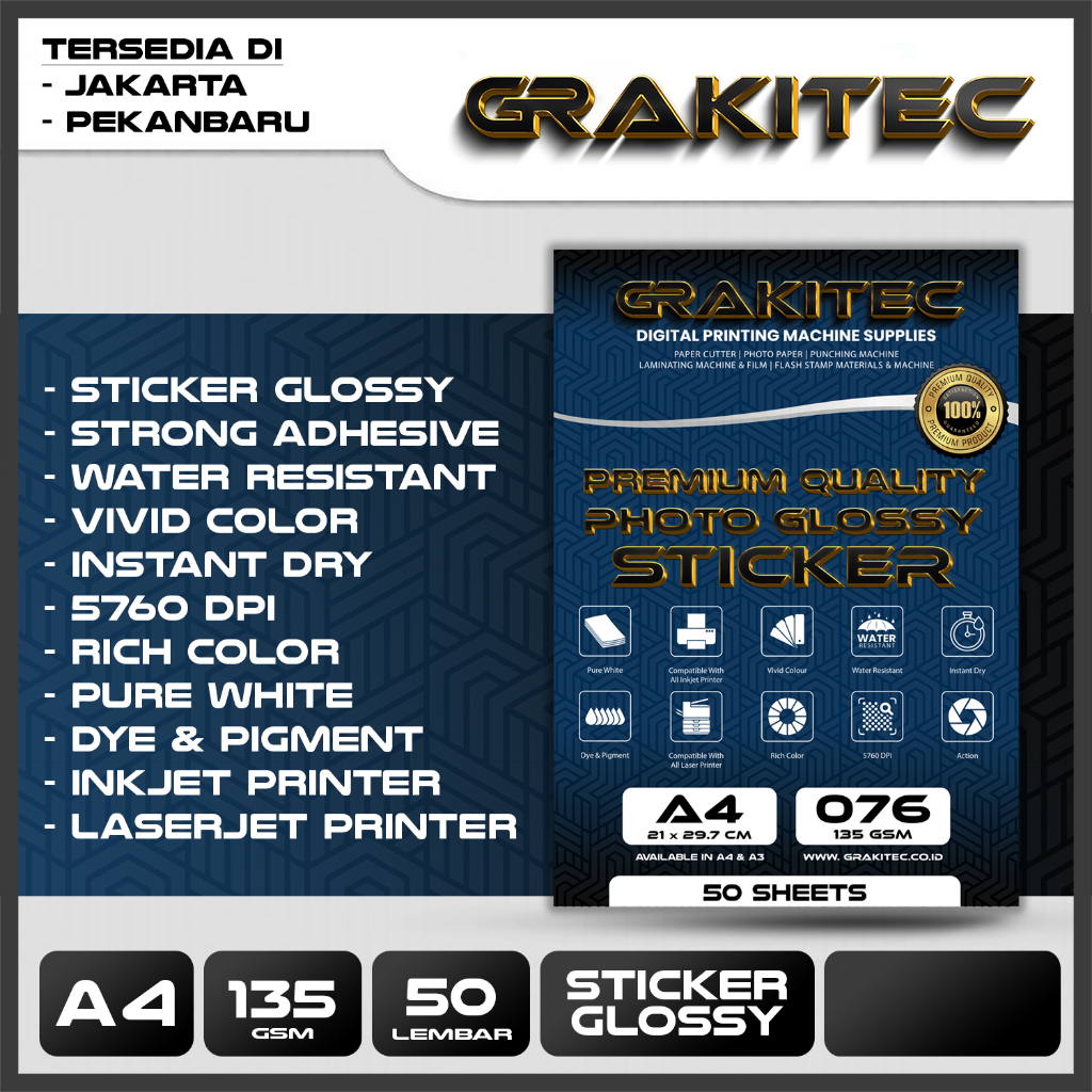 STICKER GLOSSY PHOTO PAPER A4 - ISI 50 LEMBAR GLOSSY PHOTO STICKER PAPER ( KERTAS FOTO STICKER