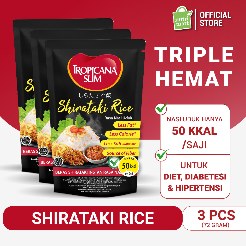 

Triple Pack - Tropicana Slim Shirataki Rice 72 g - Bantu Dukung Hidup Sehat