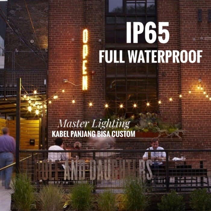 kabel lampu gantung 15m 30fiting outdoor waterproof 15meter jarak 50cm