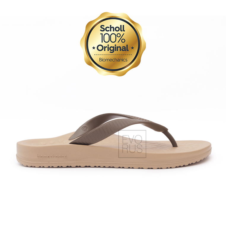 SCHOLL Biomechanics SP22 Coffee Tan 100% SCHOLL Original | Sandal Jepit Flat Foot Flat Feet | Sandal