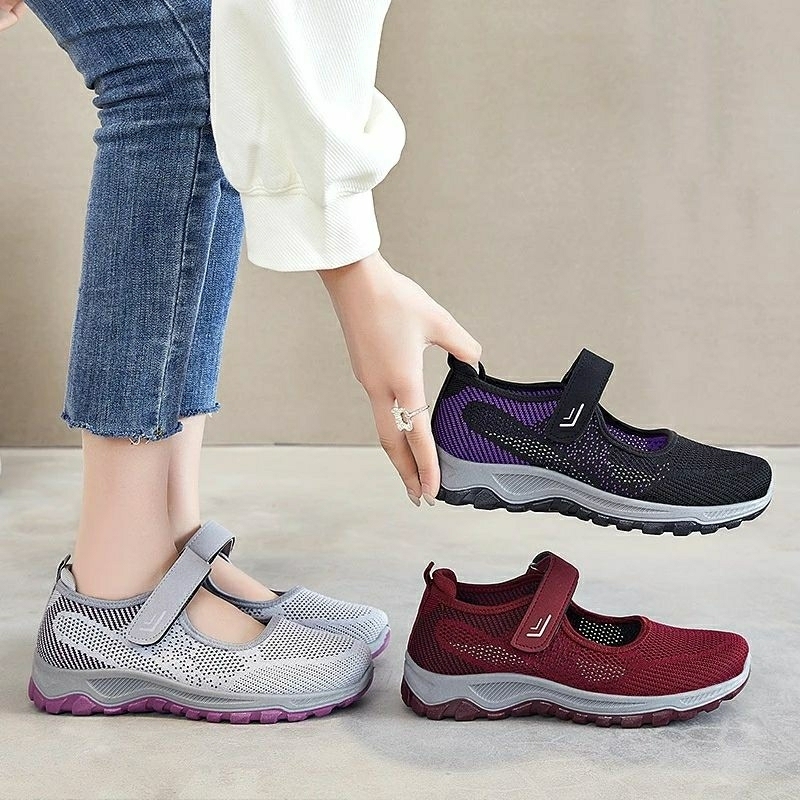 Sepatu sneakers wanita import | sepatu casual wanita import bahan rajut | sepatu crocs empuk