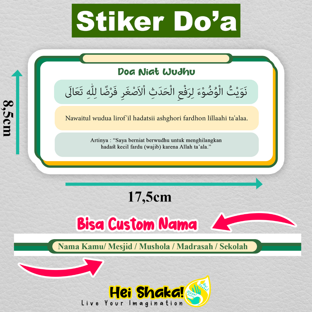 

(Bisa Custom) Heishaka Stiker Doa Niat Wudhu Sticker Seri Do'a Untuk Rumah Mesjid Mushola Masjid Bahan Vinyl Anti Air