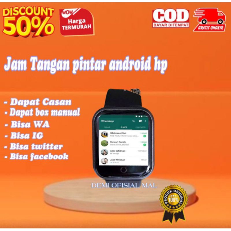 COD.. Jam Tangan Pintar Android Terbaru Anti Air Unisex Smartwatch Pria Wanita Keren Elegan Mewah