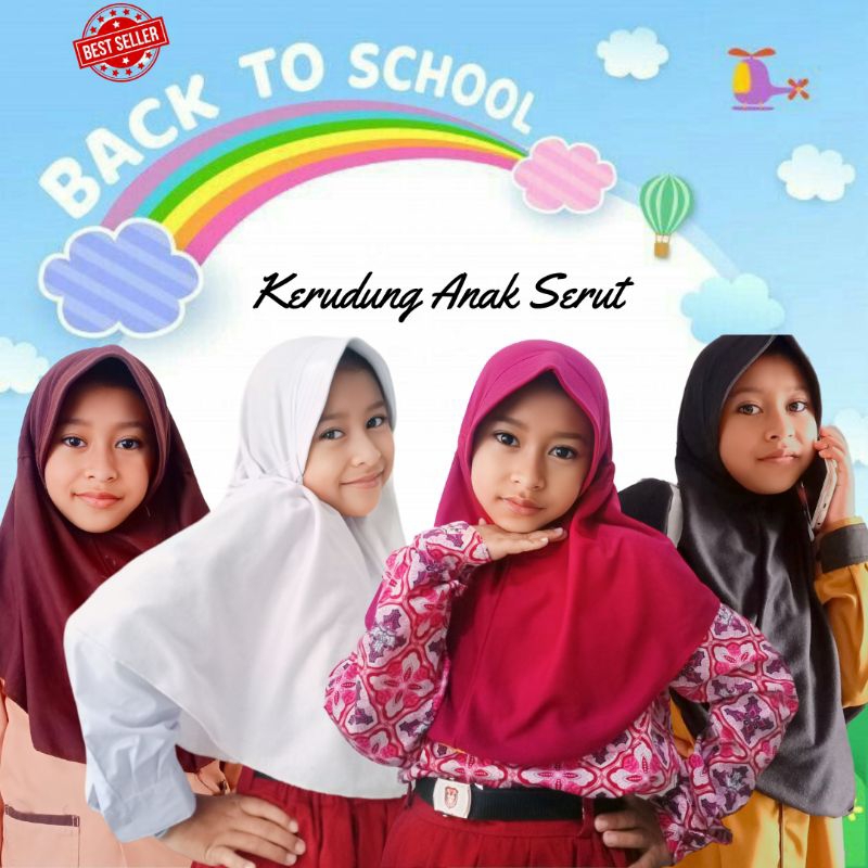 Jilbab perempuan serut kaos anak