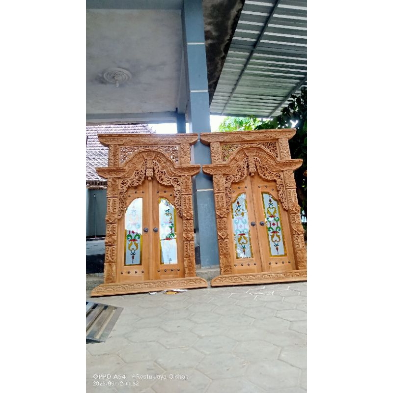 Jendela ukir gebyok jati JENDELA GEBYOK kaca