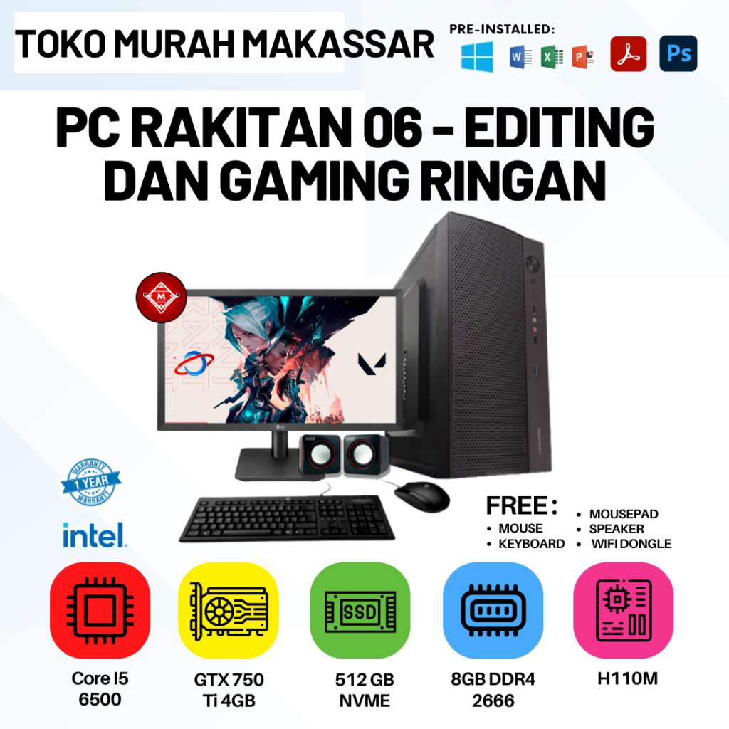 PC RAKITAN 06 - EDITING DAN GAMING RINGAN / PC RAKITAN EDITING & GAMING RINGAN /PAKET RAKITAN PC GAM