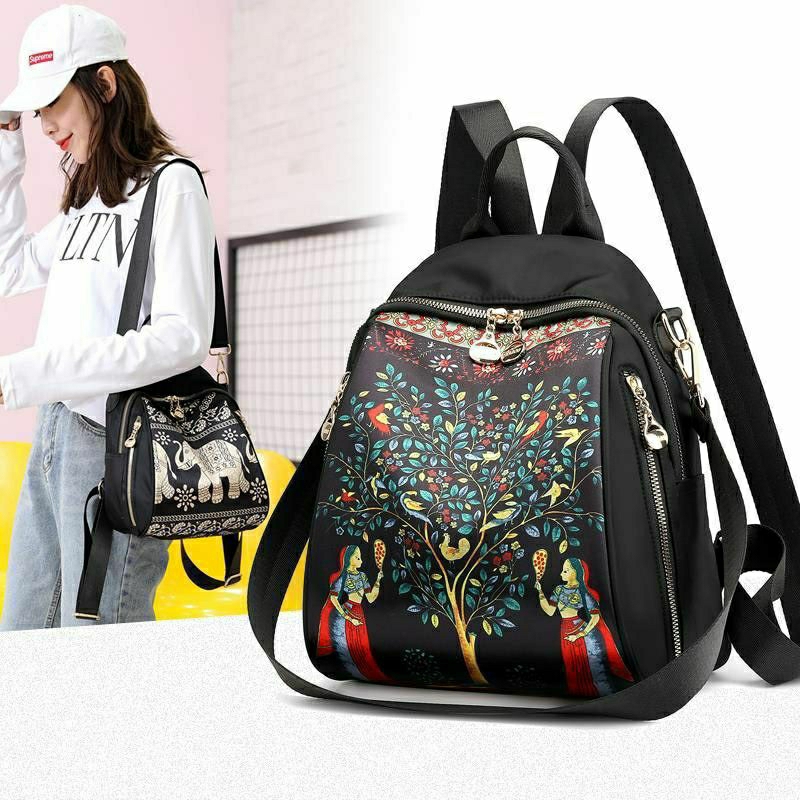 tas ransel cewek wanita perempuan bahan parasut fashion terkini import cina ootd bisa tas bahu multi