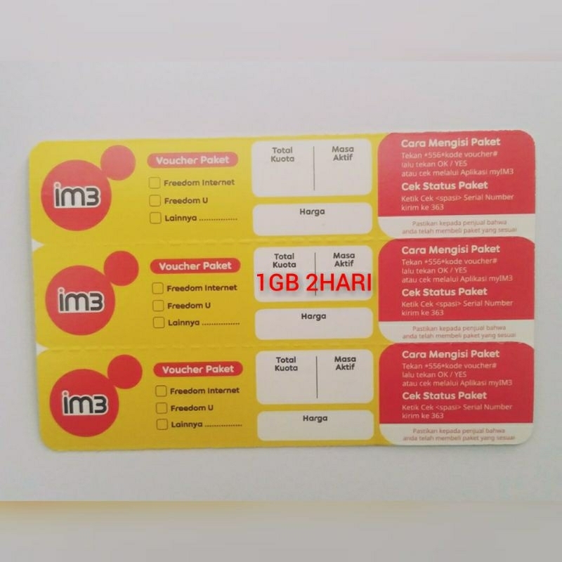 Voucher indosat 1GB 2 HARI