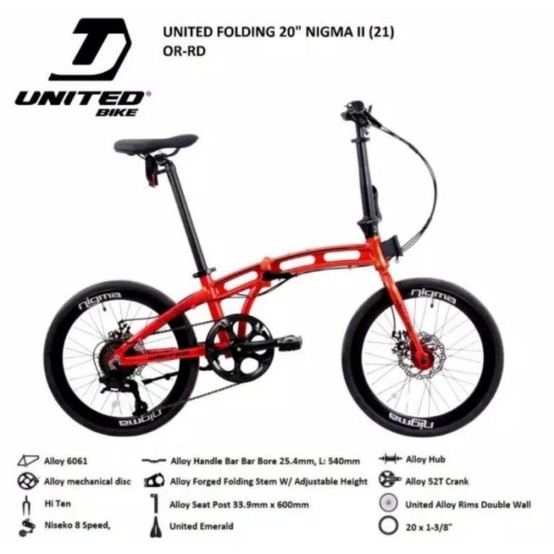 Sepeda Lipat 20 inch United Nigma II Folding bike