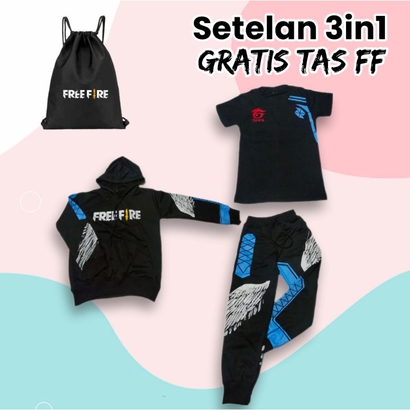 Setelan Sweater Free Fire Anak Celana FF Gaming BNL Calca Angelica