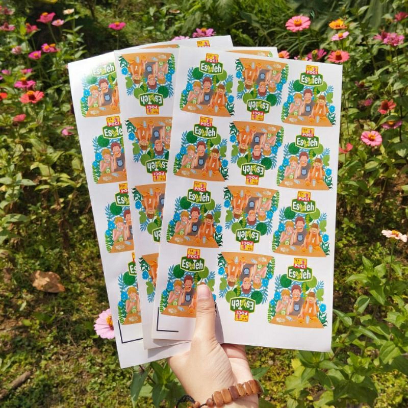 

stiker label minuman es teh pocimen