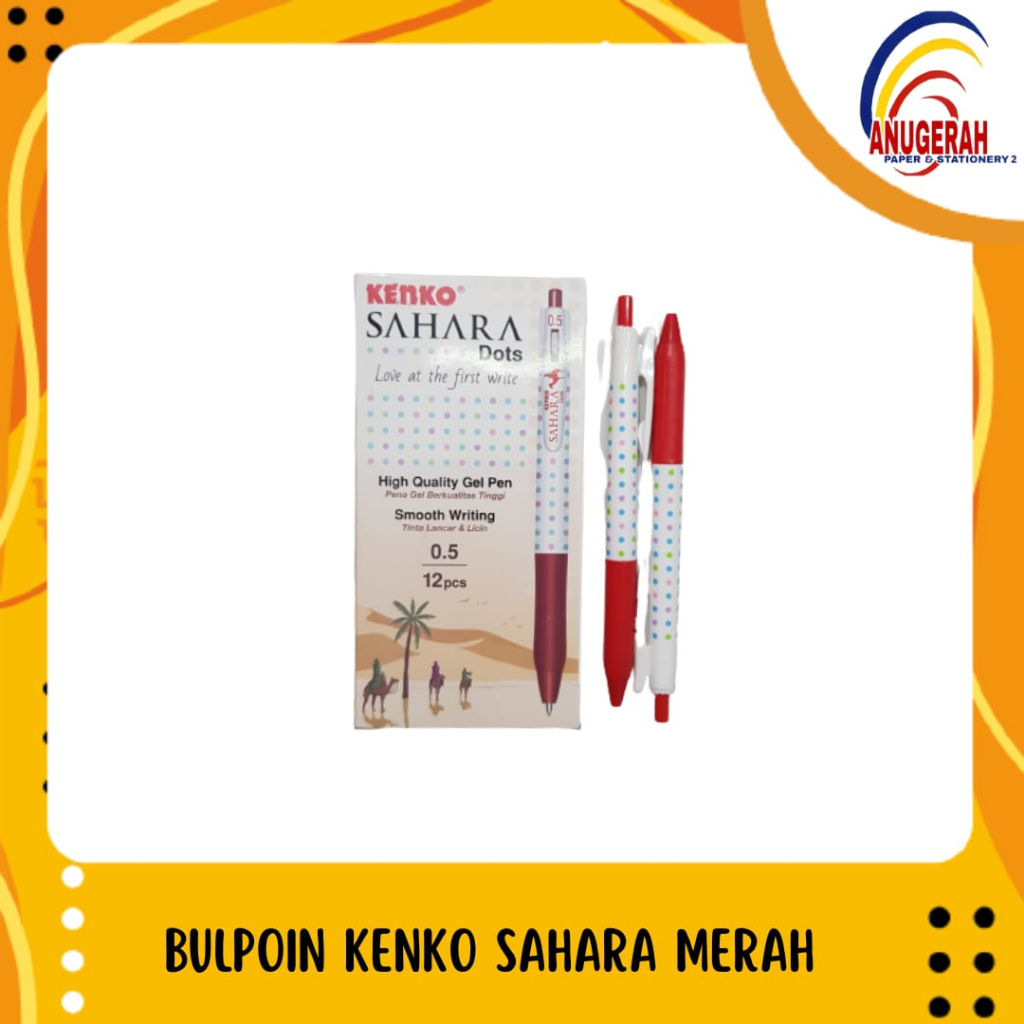 

BOLPOIN GEL KENKO SAHARA DOTS MERAH (PCS)