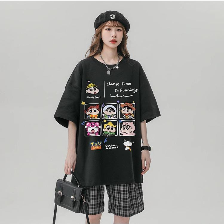 SHIRT SINCHAN CHANGE TIME FACE KAOS BASIC UNISEX
