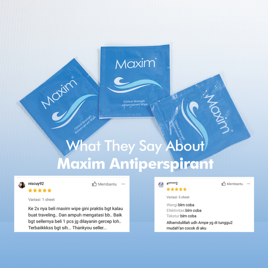 Maxim Antiperspirant Wipe 15% Solusi Masalah Hyperhidrosis, Ampuh Mengatasi Keringat Berlebih dalam 7 hari, Direkomendasikan oleh Dokter dan Pakar Dermatologis, Non-Alkohol, Non-Paraben, Halal dan BPOM - 1 Box isi 10 Sachet