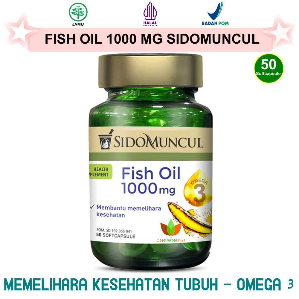50 KAPSUL  FISH OIL 1000 MG SIDOMUNCUL MINYAK IKAN ASLI OMEGA 3 1000MG SIDO MUNCUL SOFTCAPSULE SOFT 
