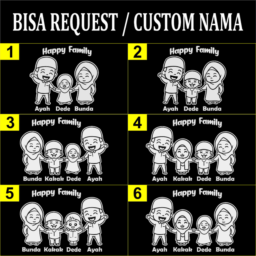 STICKER FAMILY MUSLIM CUTE, STICKER HAPPY FAMILY STICKER MOBIL