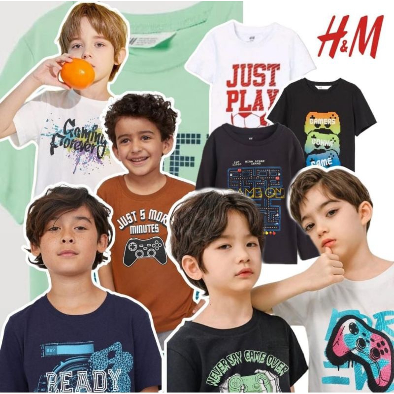 Kaos Anak Laki Laki Hm Ori Branded 1 2 3 4 5 6 7 8 10 12
