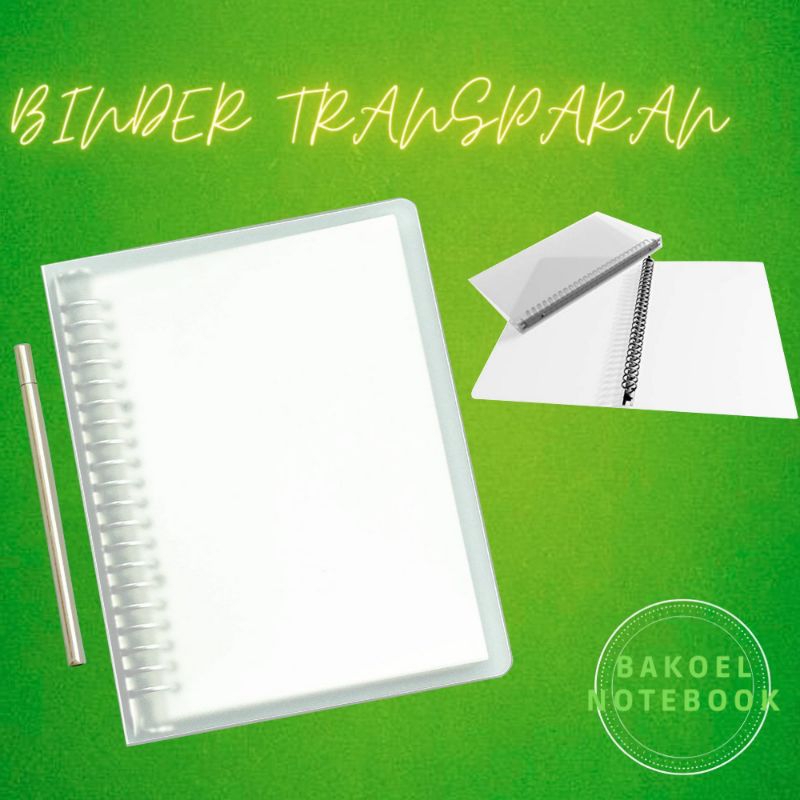

BUKU BINDER A5/BINDER B5 COVER MIKA TRANSPARAN INCLUDE KERTAS BINDER 25 LEMBAR