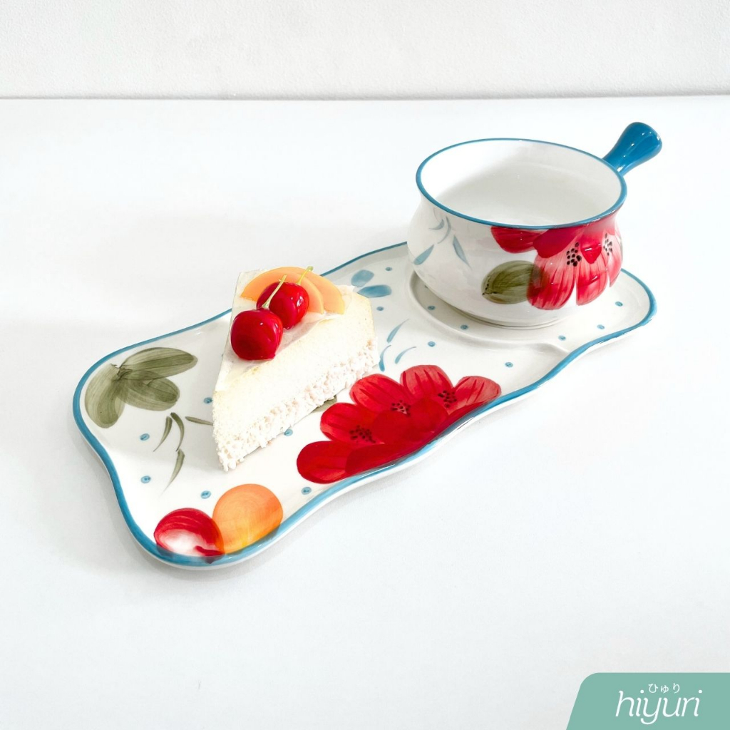HIYURI Piring makan Floral Breakfast Set/ piring makan keramik/piring set/piring satu set/piring flo