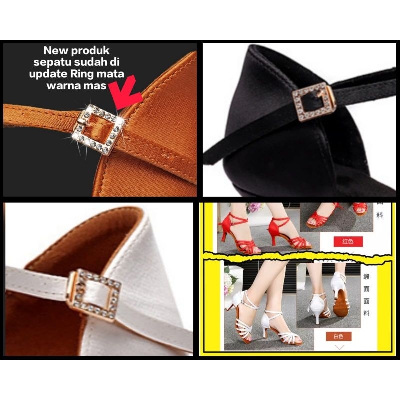 Premium 5cm  34-41 Hitam,coklat tua,coklat muda,Macan,Putih, Merah, Gold, Silver Sepatu dansa wanita