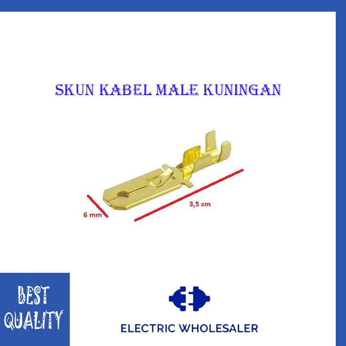 Skun Male Terminal Kabel Kuningan