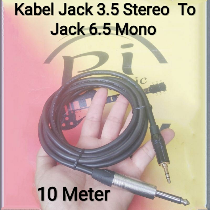 Kabel Jack 6.5 Mono To Jack 3.5 Stereo. panjang 10 meter