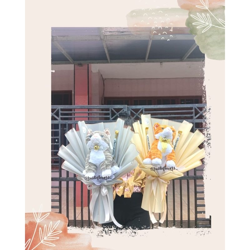 #RF046 Bouquet Cat / Bouquet Kucing / Bouquet Boneka / Bucket Lucu