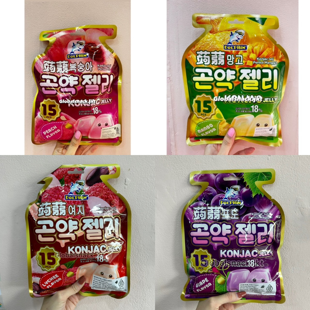 

[300GR = 15PCS] DOLPHIN KONJAC JELLY MANGO / PEACH / LYCHEE / GRAPE