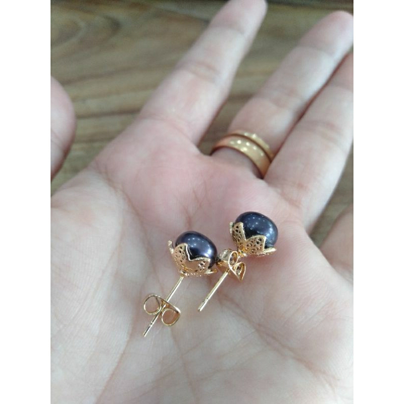 Giwang Cantik Mutiara Hitam tawar original