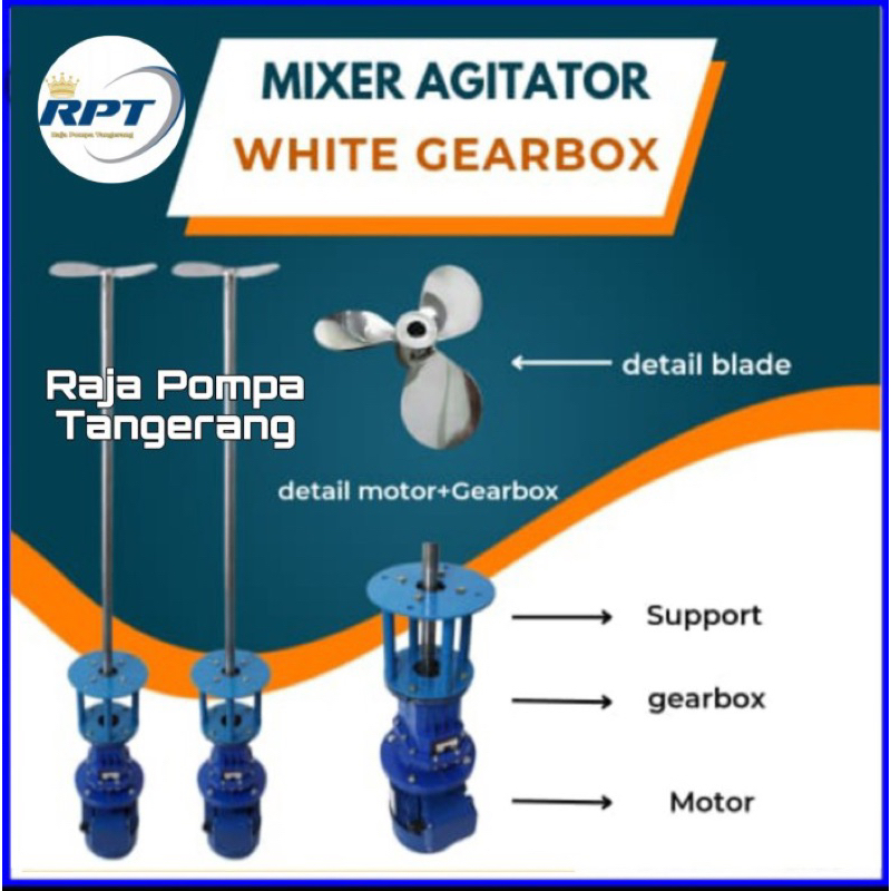 Mixer agitator kimia SS304 1,1KW 1,5HP 380V 2P Agitator Mixer Kimia