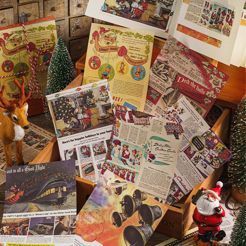 

Lily 40 Pcs Retro Vintage Christmas Material Paper Scrapbook Journal Kertas