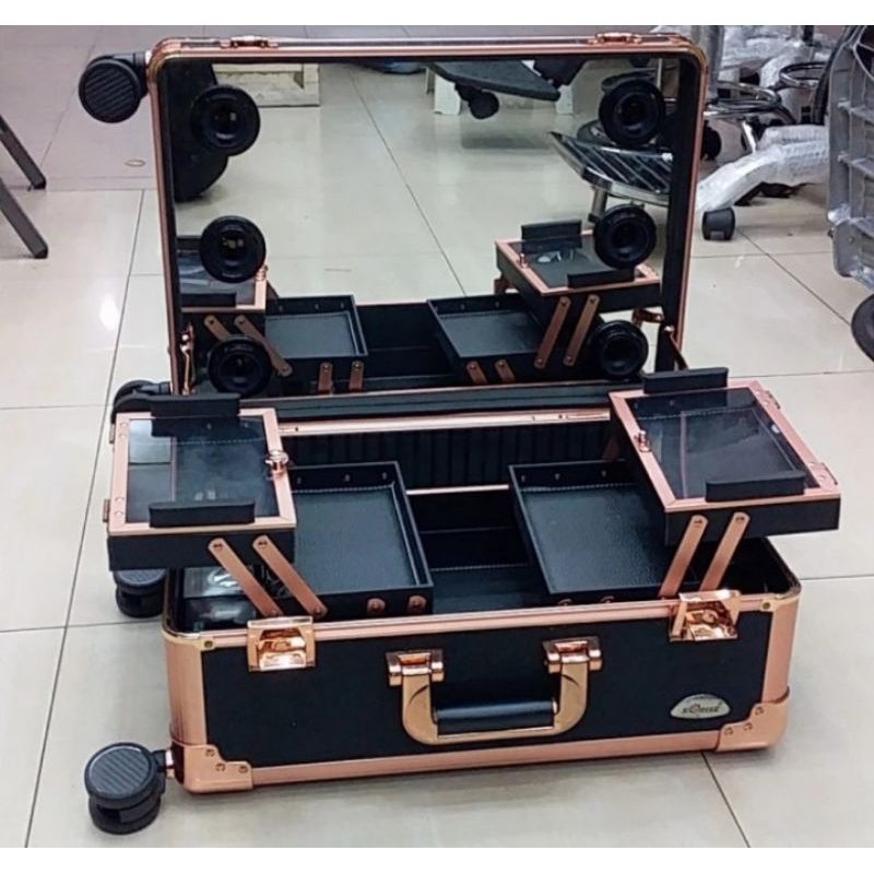 Beauty case lampu LED (troley) tempat makeup