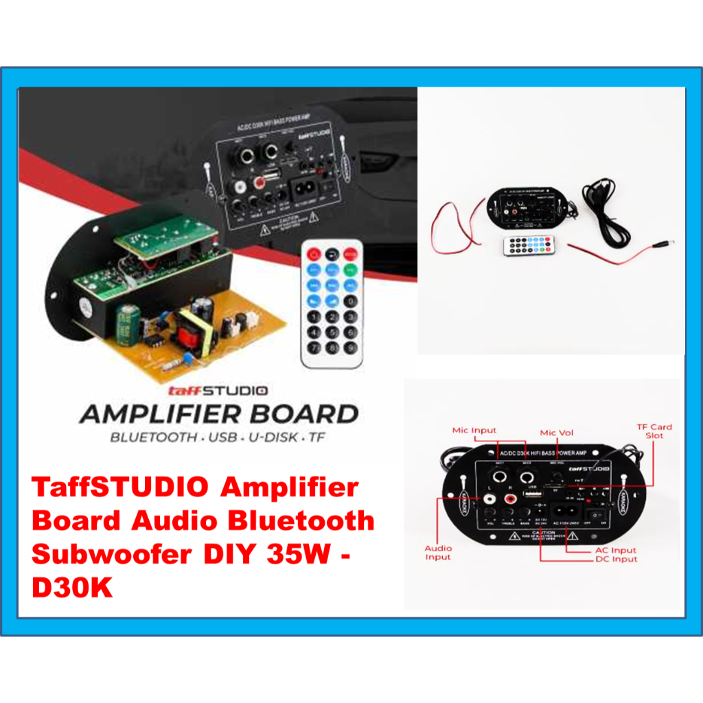 Amplifier mini 12 volt Bluetooth Board Karaoke Audio Bluetooth USB FM Radio TF Player Subwoofer  DIY 35W - D30K