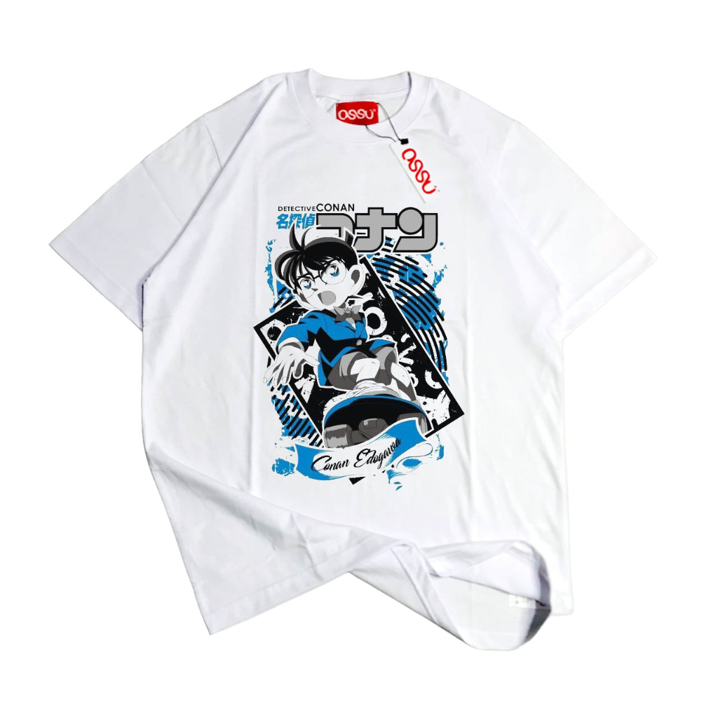 KAOS ANIME KOMIK DECTETIVE CONAN EDOGAWA | JAPAN ANIME MANGA DECTETIVE CONAN WHITE TSHIRT