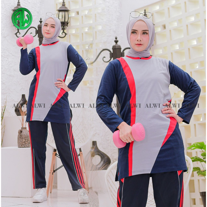 BAJU STELAN OLAHRAGA TUNIK MUSLIMAH OBLONG TERLARISSS BY ALWI SPORT