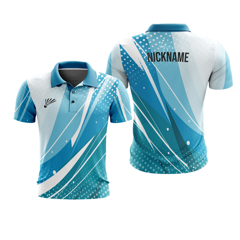 Baju Kaos Kerah Polo Jersey Pria Olahraga Badminton Lengan Pendek Custom Nama Motif Printing