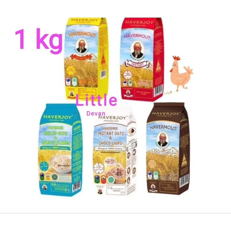 

Haverjoy Australian oat, instan oat, rolled oat, choco cips, rolled barley 1kg