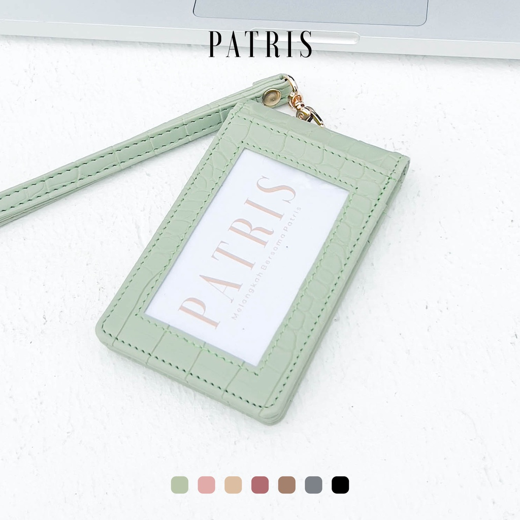 

Lanyard ID Card Holder Name Tag Kulit Patris Juliette Dua Sisi Bolak Balik