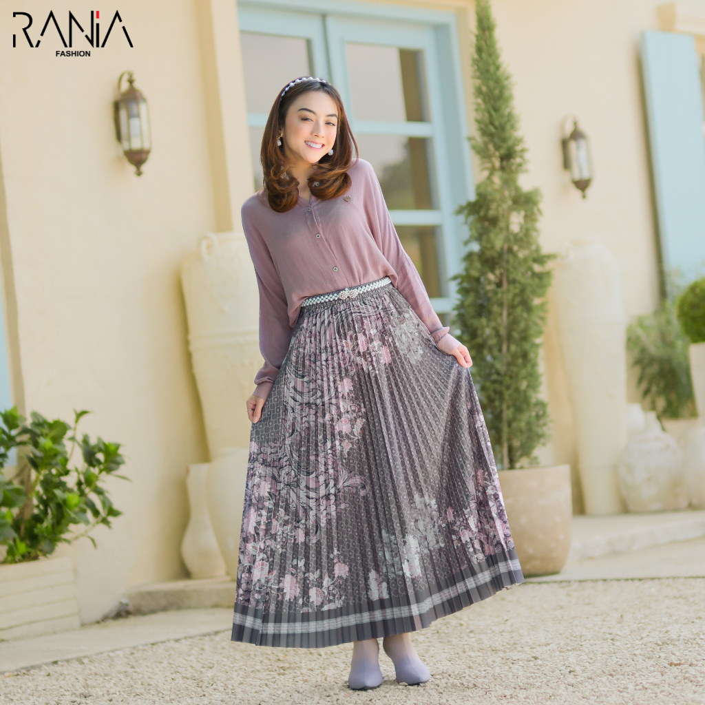 Rok Plisket Premium Motif Amarylis By Rania Fashion