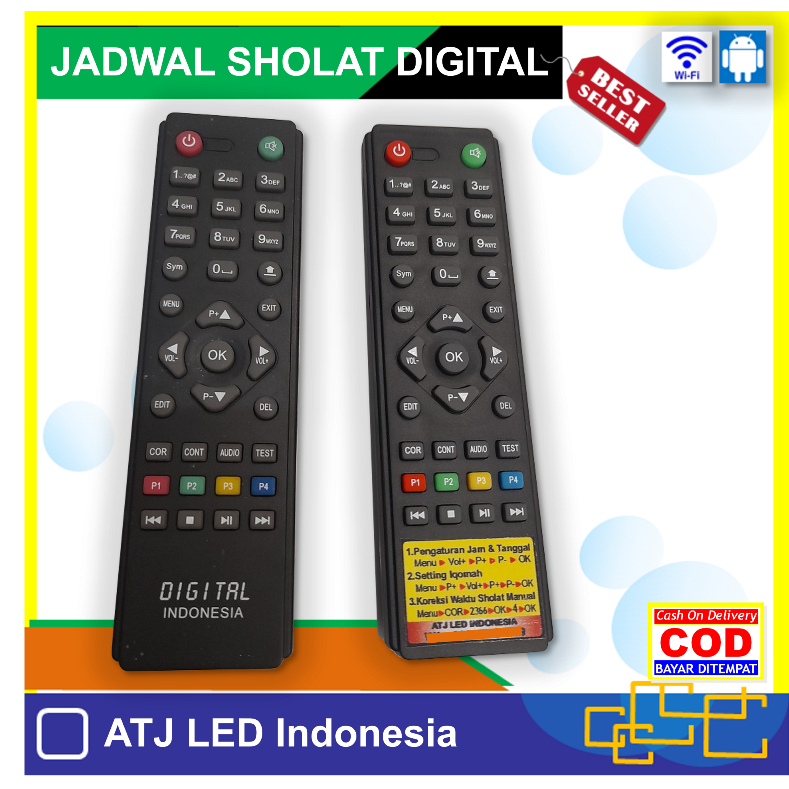 Remote Khusus untuk Jam Masjid Digital dengan Fitur Jadwal Sholat, Adzan, dan Iqomah