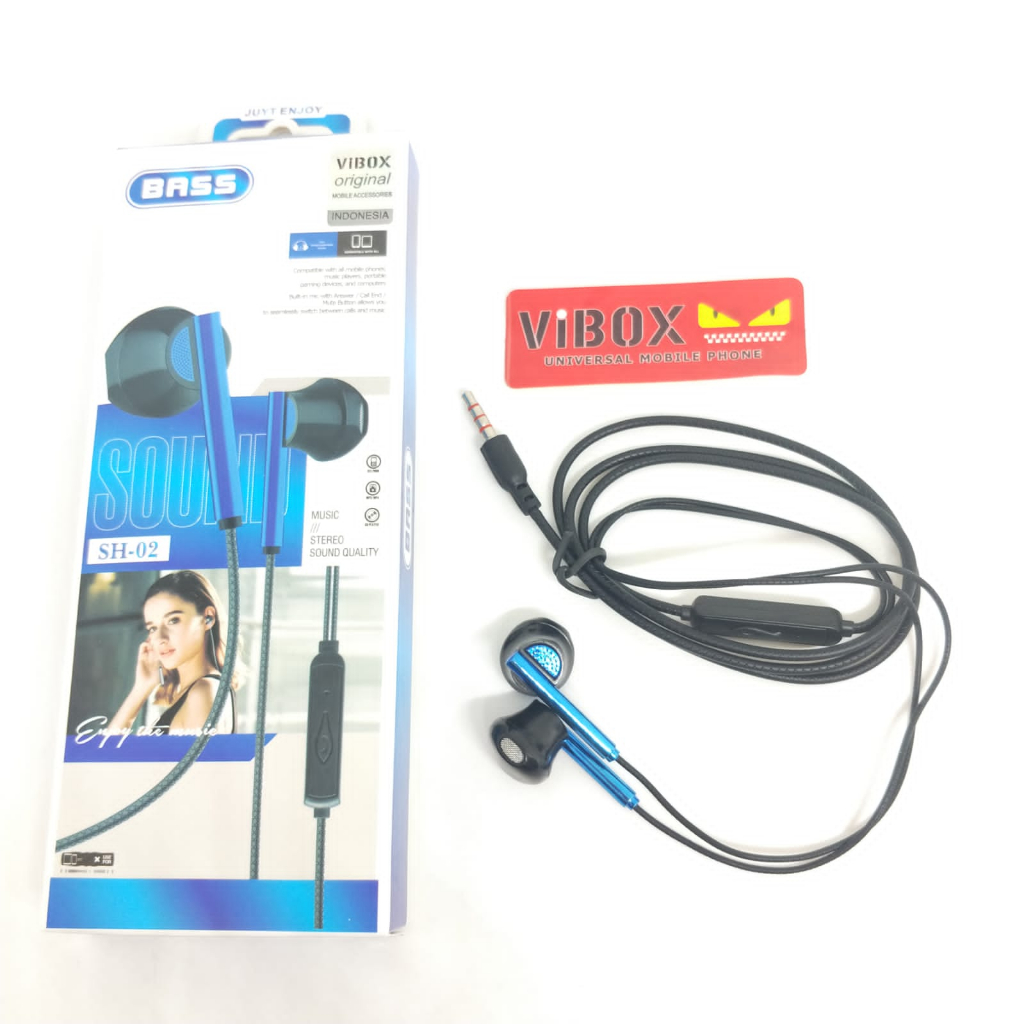Vibox Wired Earphone Headset Diafragma Clear Audio Super Extra Bass Universal For Android Smartphone BY SMOLL