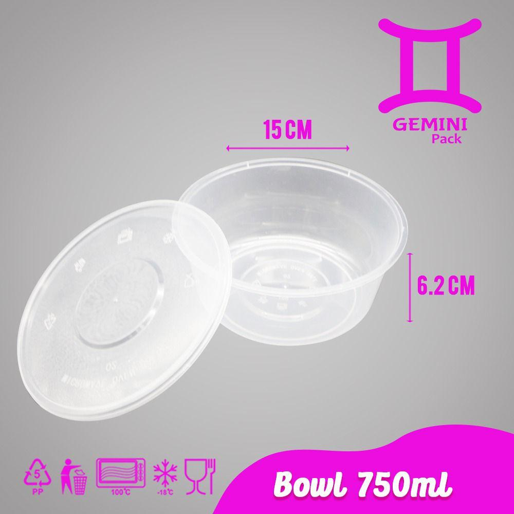 THINWALL MANGKOK MAKAN PLASTIK 750ML 300 Pcs/BULAT BOWL CUP PUDING
