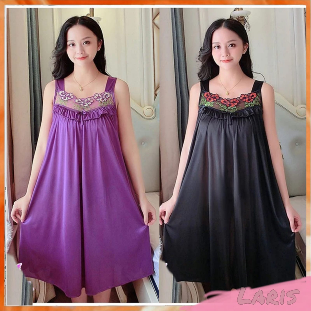 Laris - Daster jumbo wanita LD 120 cm / Lingerie sexy PY 352 XXL motif brukat bahan Poly Spandek