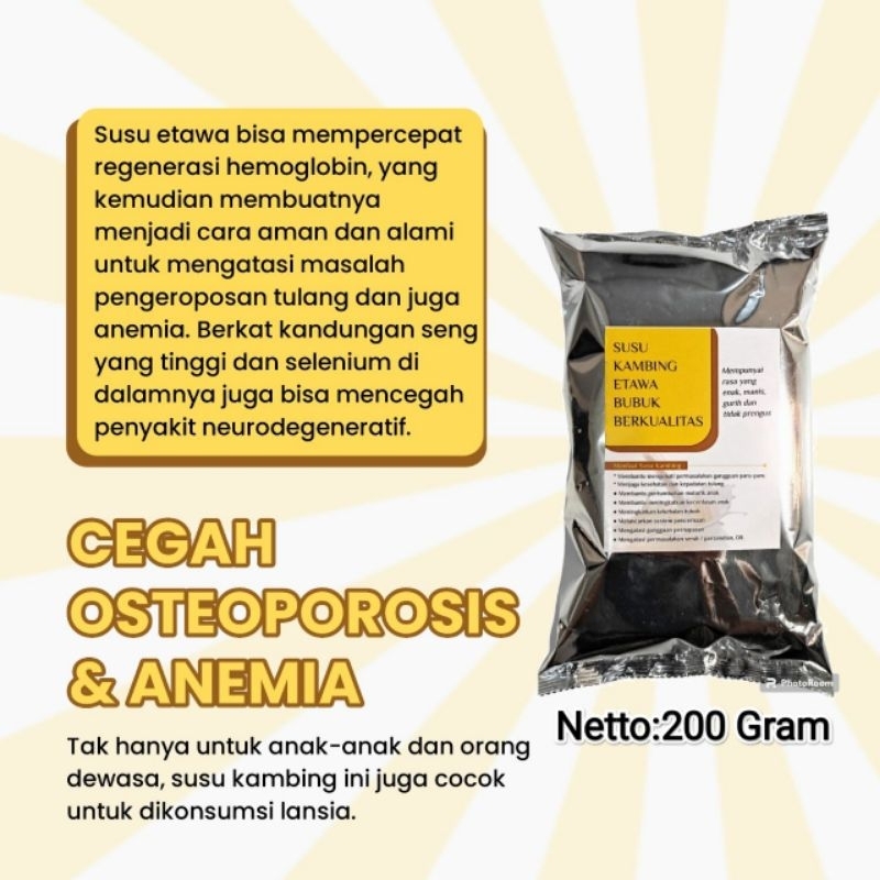 

Susu Etawa 200 Gram setara Naima Ettabumin ETTABUMIN, SUSU ETAWA ETTABUMIN /Susu kambing etawa