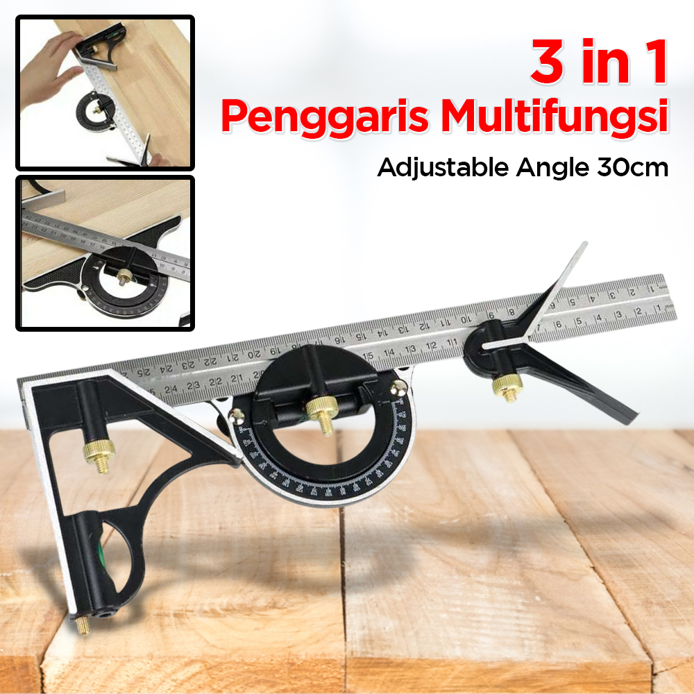 

3 in 1 Penggaris Multifungsi Adjustable Angle 30cm 991857 SILVERLINE