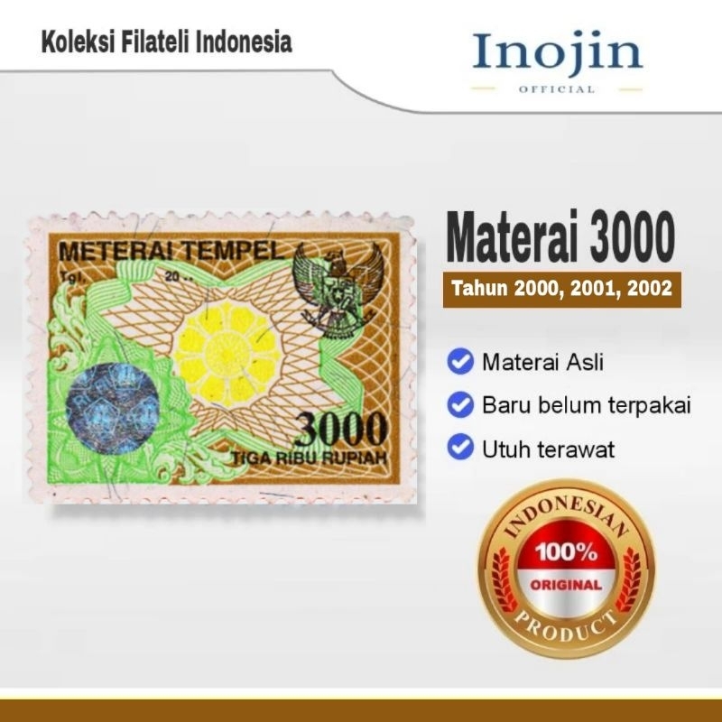 

Materai 3000 Tahun 2000 2001 2002 Perangko Matrai Tempel Asli Original