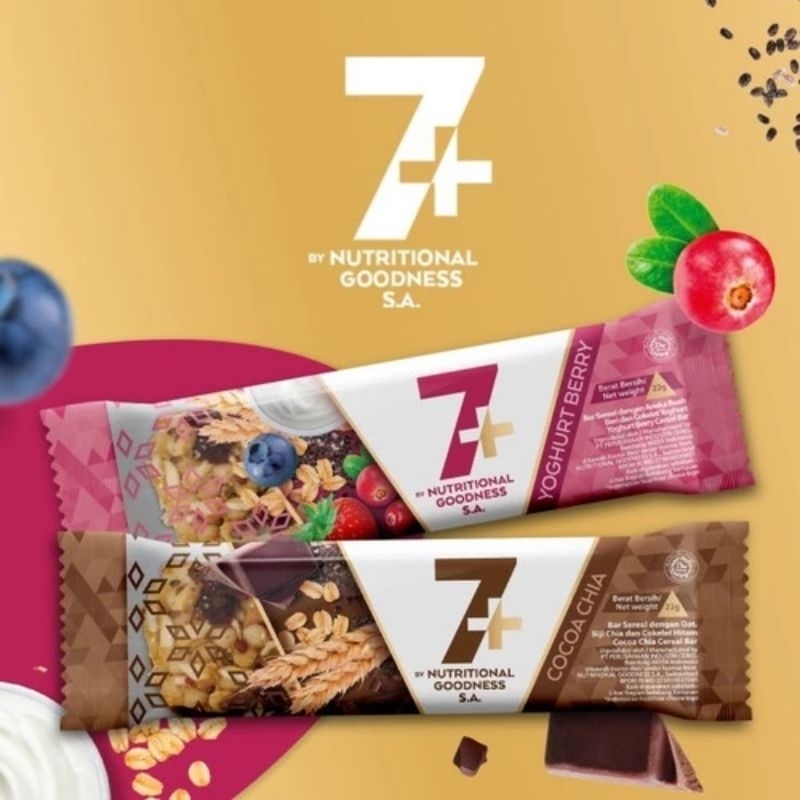 

7+ Sereal Bar Yoghurt Berry // Cocoa Chia 22gr // Seven plus sereal Bar